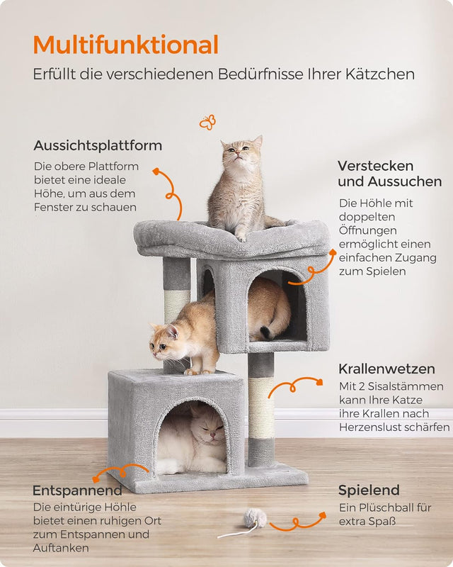 Katzenbaum Klein 67cm Sisalstämme Hellgrau von Songmics