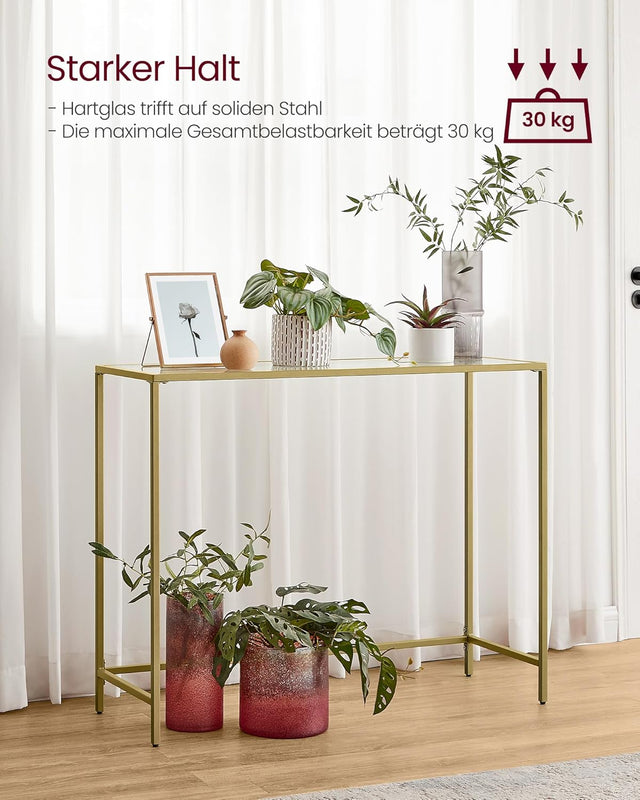 Konsolentisch Hartglas Modern Verstellbar Wohnzimmer Gold