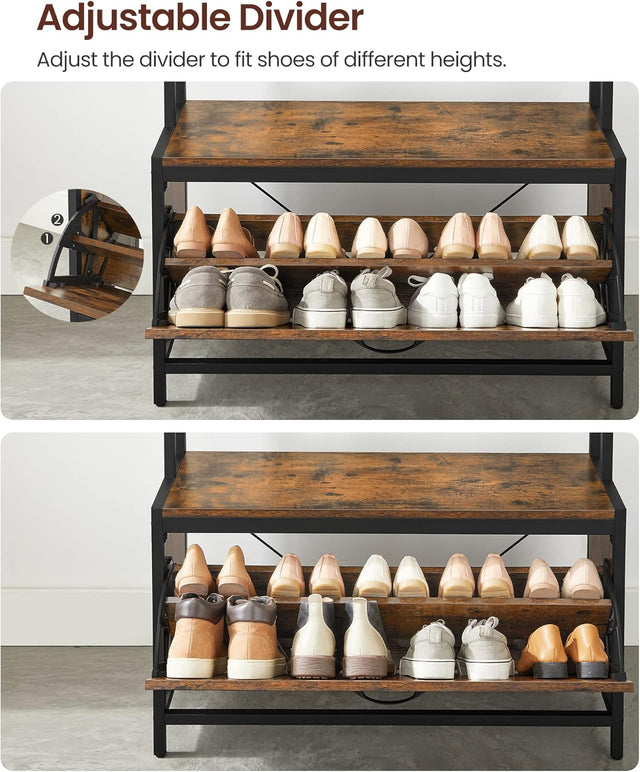 Garderobenständer mit Schuhschrank Vintagebraun-Schwarz