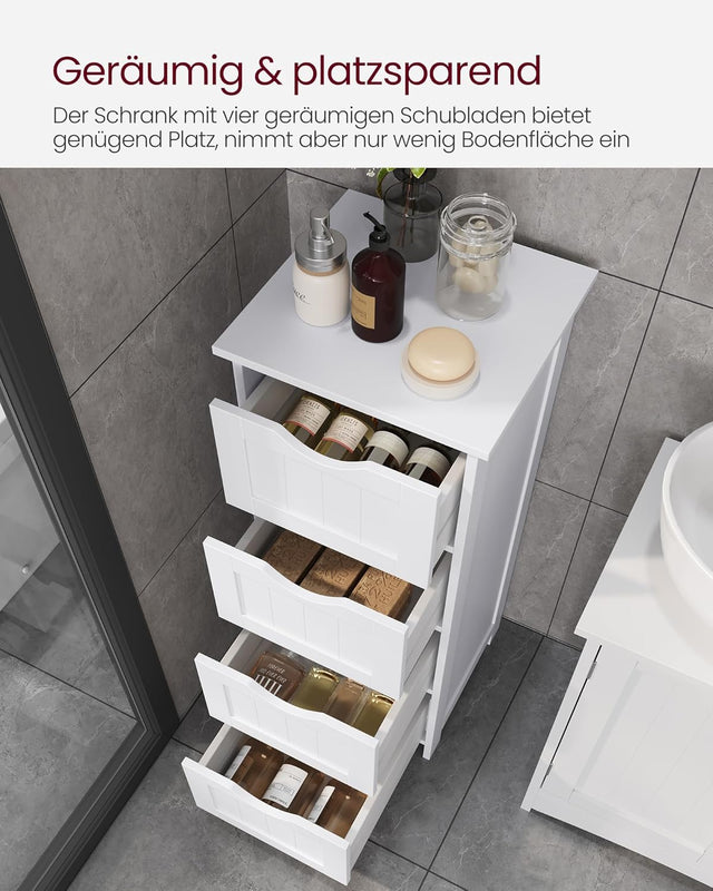 Badezimmerschrank mit Schubladen modern weiss