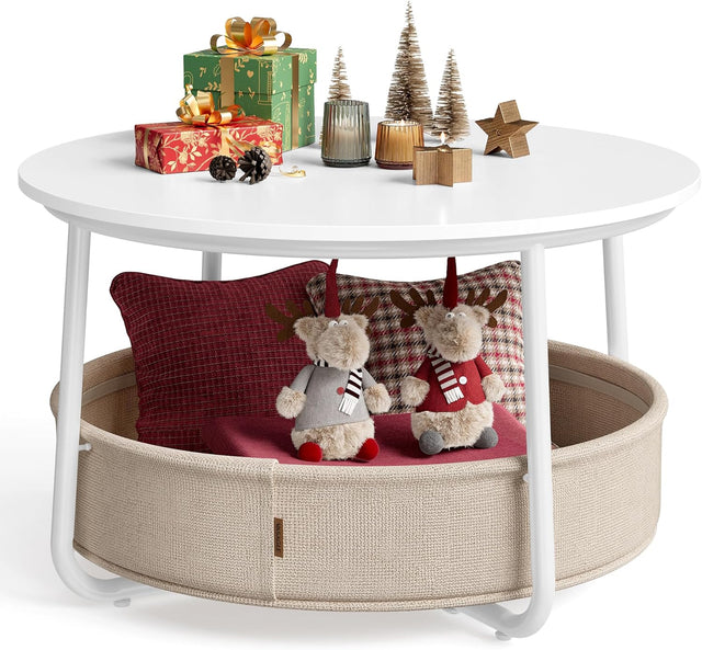 Couchtisch Rund Modern Metallrahmen Kamelbraun von Songmics