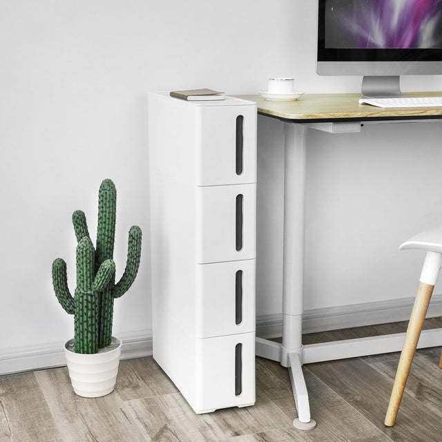 Nischenregal Rollwagen Schubladen Badregal Weiss-Braun