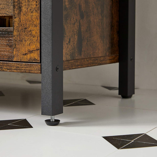 Waschbeckenunterschrank mit Lamellentüren vintagebraun-schwarz von Songmics