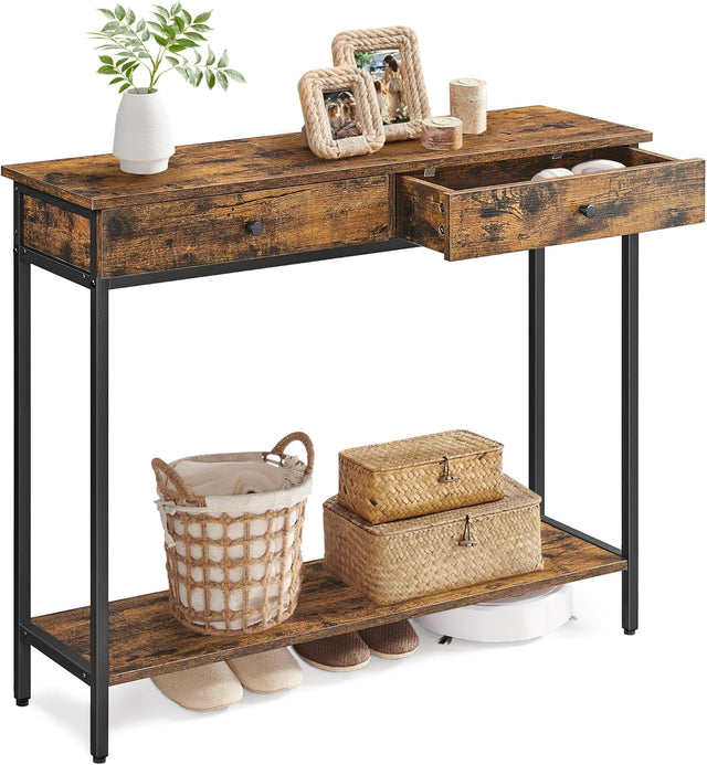 Konsolentisch Industrie Design Stahlgestell Vintagebraun