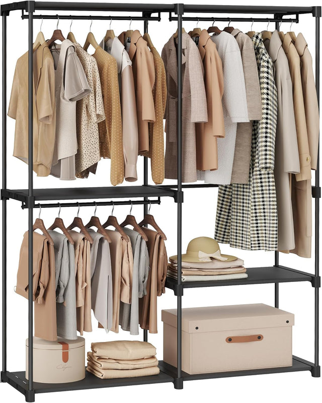 Kleiderschrank offen mit Hängefächern tintenschwarz