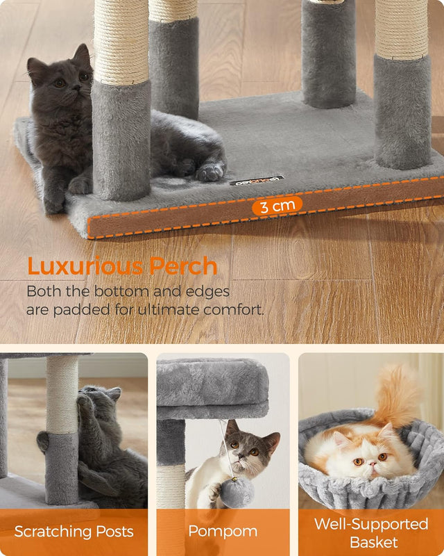 Kratzbaum 110 cm Katzenbaum Hellgrau