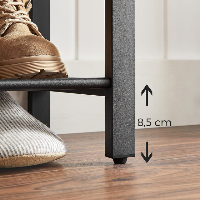 Schuhregal 3 Gitter-Ablagen Metall Industrie Design Vintagebraun Schwarz