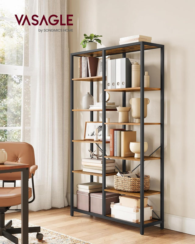 Bücherregal 5 Ebenen Standregal Vintagebraun Schwarz von Songmics