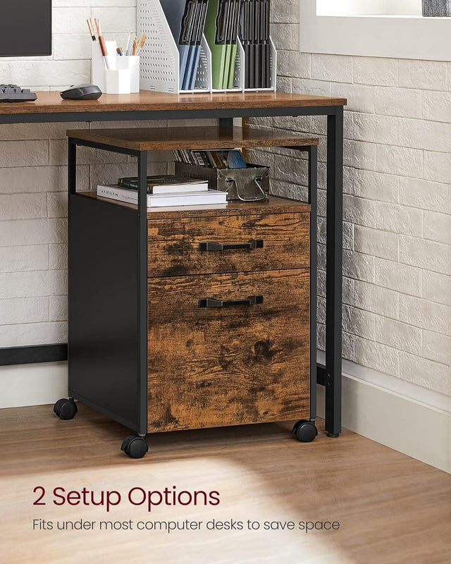 Aktenschrank mit Rollen, 2 Schubladen, Schwarz