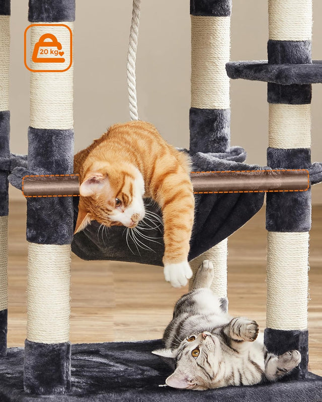 Kratzbaum Mehrstöckig mit Hängematte Rauchgrau