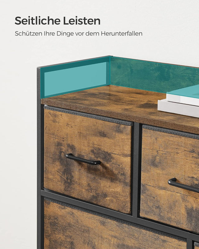 Kommode Stoffschubladen Metallgestell Vintagebraun Schwarz von Songmics