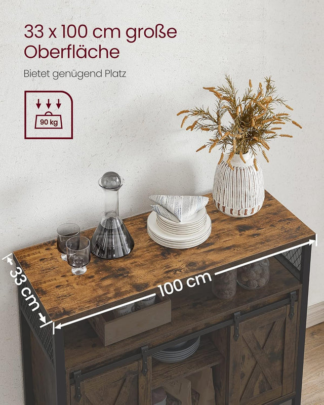 Sideboard Landhausstil Schiebetüren Verstellbare Ablagen Vintagebraun
