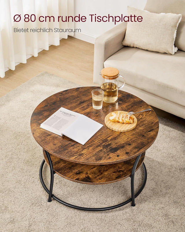 Couchtisch Rund Industrie-Design Metall Vintagebraun von Songmics