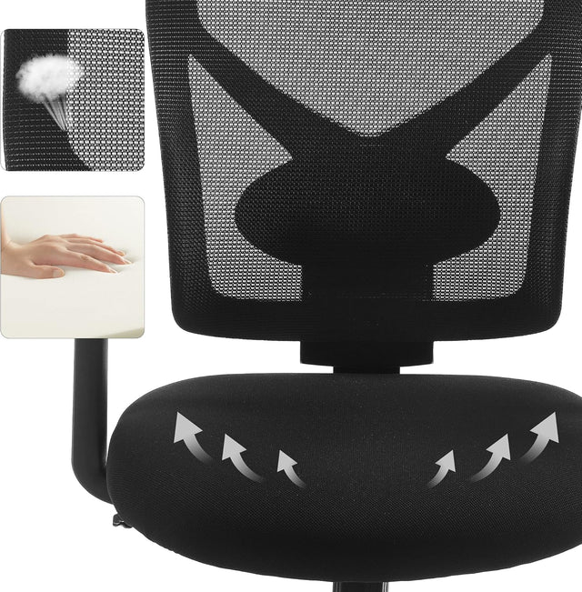 Bürostuhl ergonomisch verstellbar gepolstert Schwarz