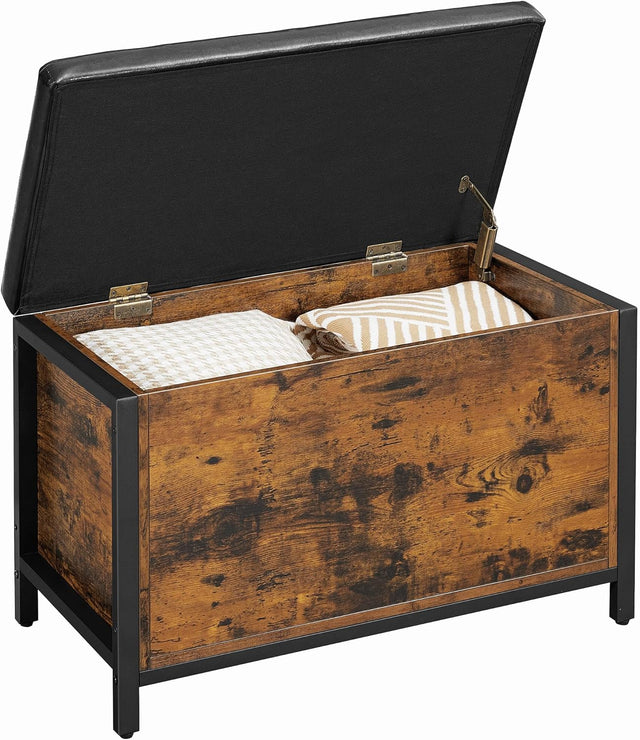 Sitzhocker Sitzbank mit Stauraum Kunstleder Vintagebraun von Songmics