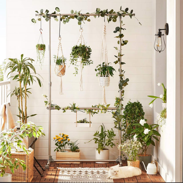 Kleiderständer Höhenverstellbar Edelstahl Rollen Silber