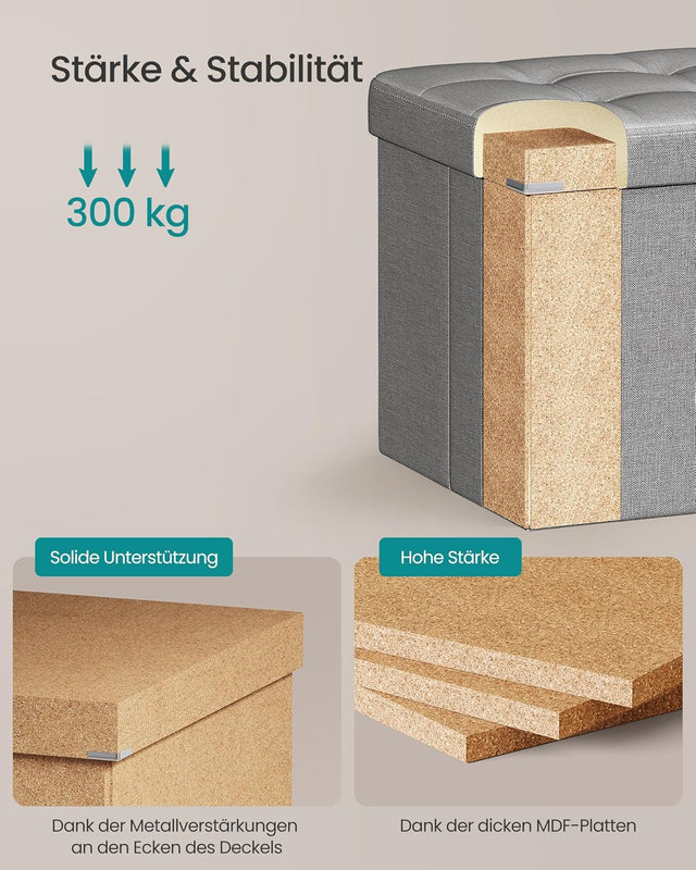Sitzhocker mit Stauraum Aschgrau von Songmics