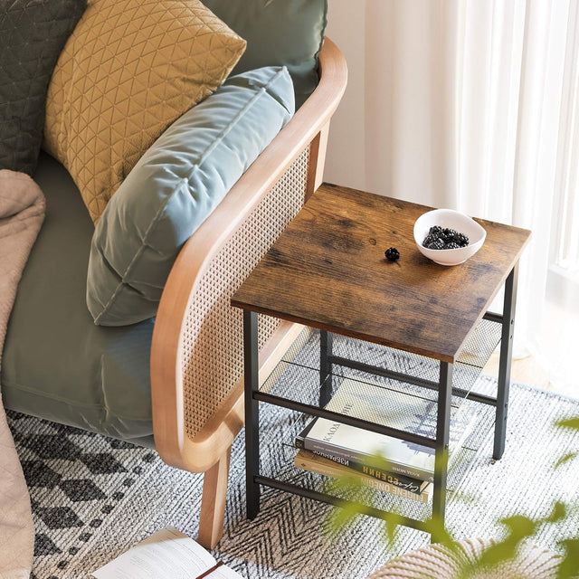 Beistelltisch Industrie-Design Verstellbar Vintagebraun-Schwarz