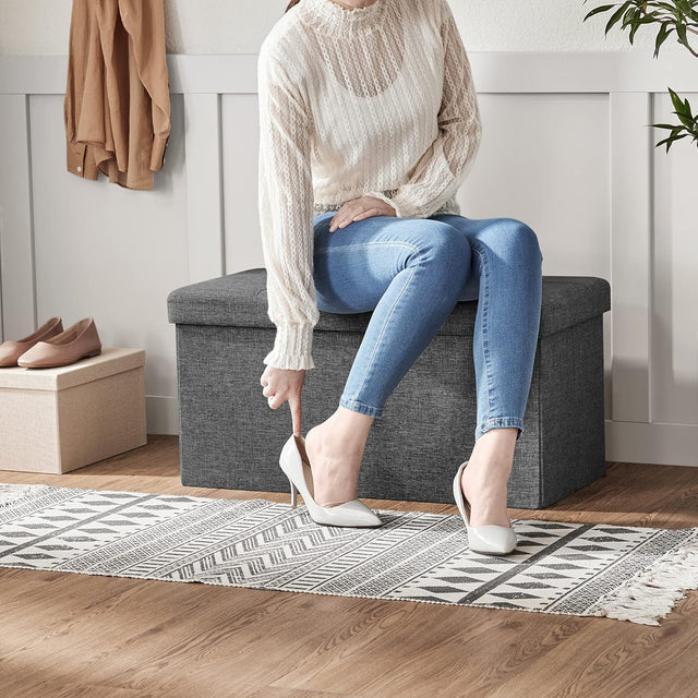 Sitzbank Aufbewahrungsbox klappbar 300kg Schiefergrau von Songmics