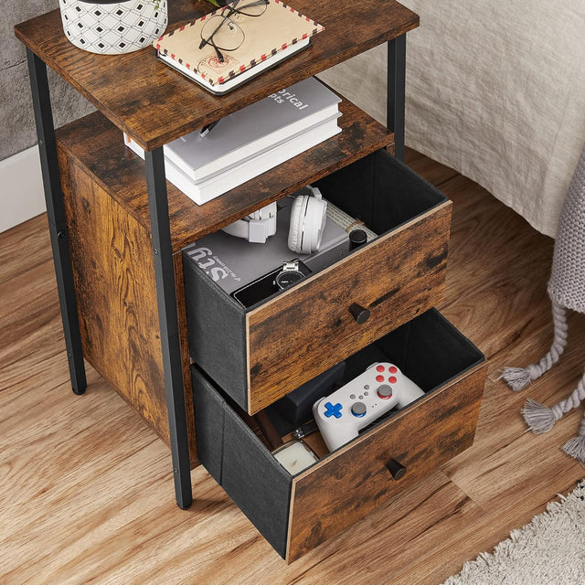 Nachttisch mit Schubladen Industrie-Design Vintagebraun-Schwarz