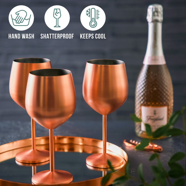 Edelstahl Weingläser Roségold Matt 4er-Set