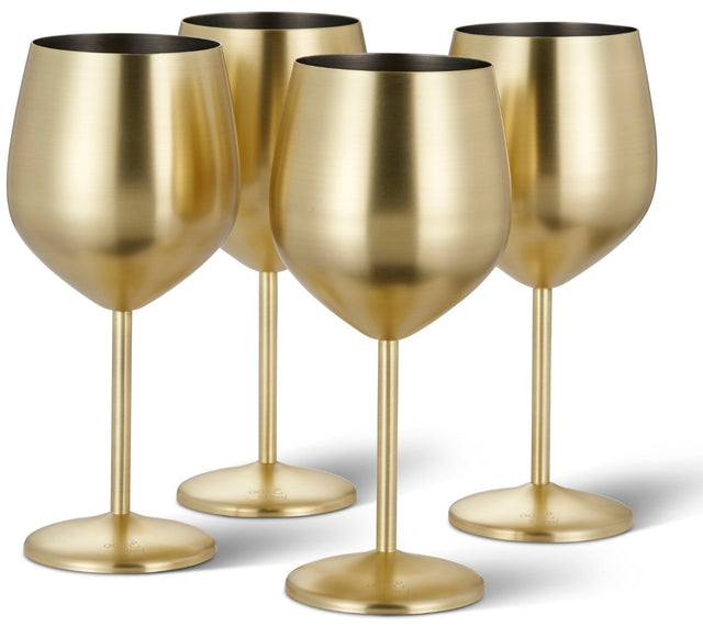 Edelstahl Weingläser Gold Matt 4er-Set
