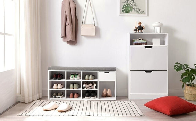 Schuhbank Regal Schublade Sitzbank Flur Weiss