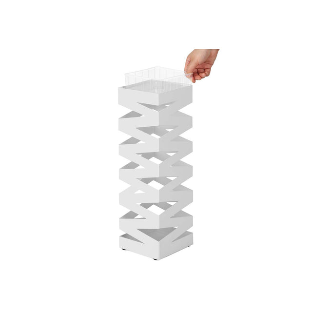 Regenschirmständer Metall quadratisch mit Haken weiss von Songmics