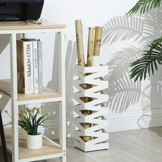 Regenschirmständer Metall quadratisch mit Haken weiss von Songmics