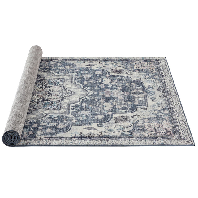 Wohnzimmerteppich Rutschfest Vintage Grau 120 x 170 cm