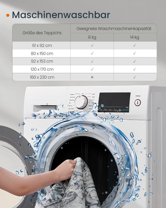 Wohnzimmerteppich Rutschfest Vintage Grau 120 x 170 cm