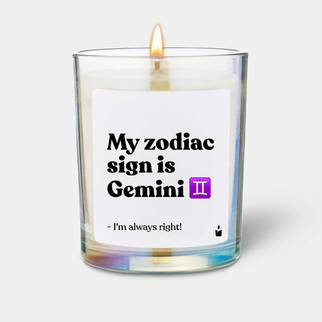 Duftkerze Rainbow Woody My zodiac sign is Gemini - I'm always right! von ChattyCandles