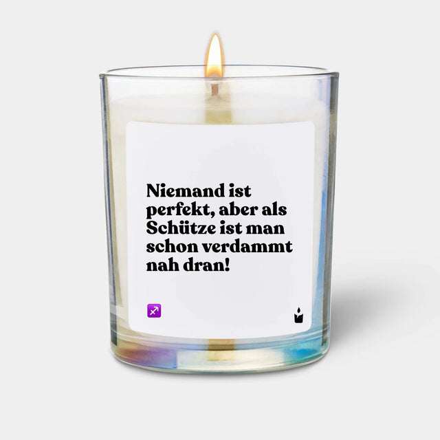 Duftkerze Rainbow Woody Niemand ist perfekt, aber als Schütze ist man schon verdammt nah dran! von ChattyCandles