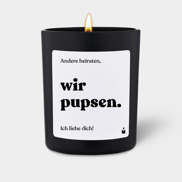 Duftkerze Schwarz Woody Andere heiraten, wir pupsen.