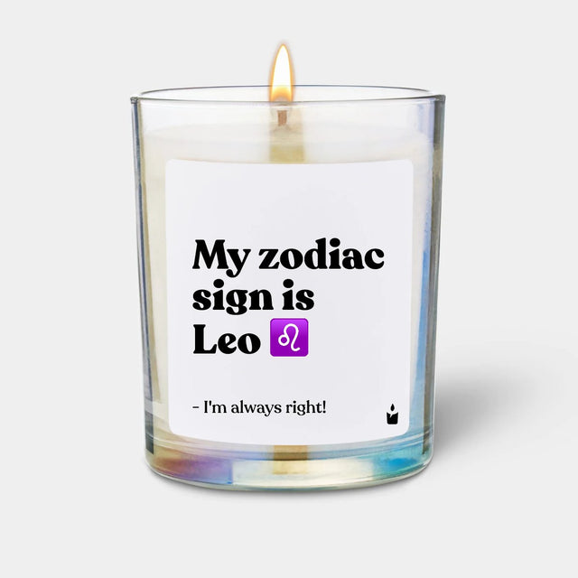 Duftkerze Rainbow Woody My zodiac sign is Leo - I'm always right! von ChattyCandles