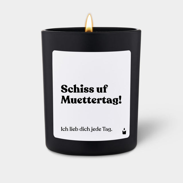 Duftkerze Schwarz Flowery Schiss uf Muettertag! Ich lieb dich jede Tag. von ChattyCandles