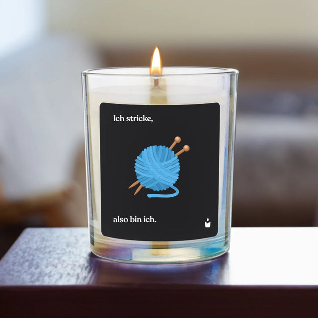 Duftkerze Flowery Ich stricke, also bin ich.
