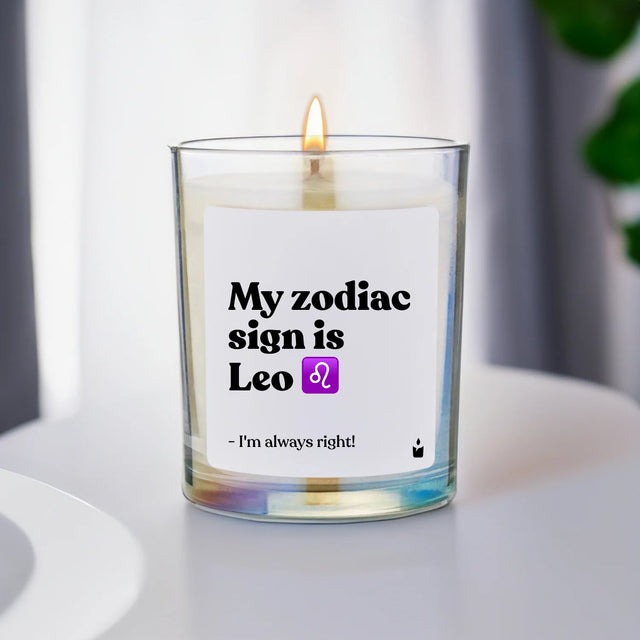Duftkerze Rainbow Woody My zodiac sign is Leo - I'm always right! von ChattyCandles