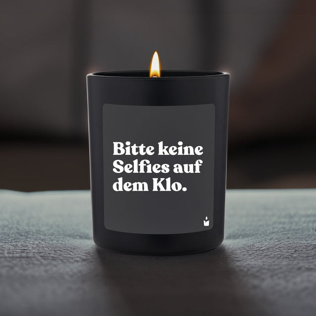 Duftkerze Schwarz Woody Bitte keine Selfies auf dem Klo.