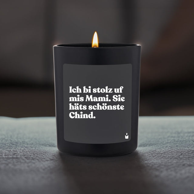 Duftkerze Schwarz Flowery Ich bi stolz uf mis Mami. Sie häts schönste Chind. von ChattyCandles