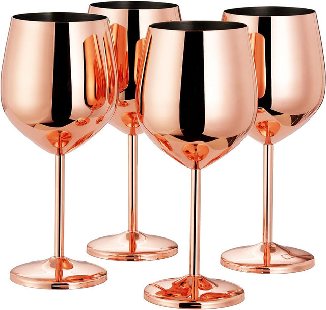 Edelstahl Weingläser Roségold 4er-Set