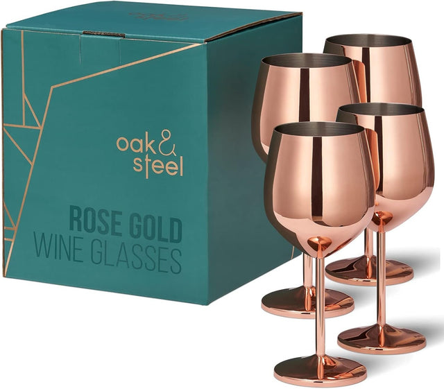 Edelstahl Weingläser Roségold 4er-Set