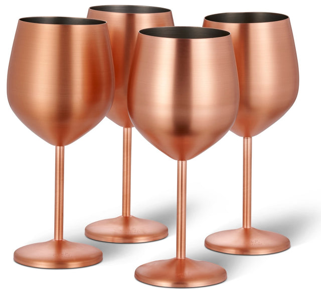 Edelstahl Weingläser Roségold Matt 4er-Set