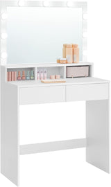 Schminktisch LED Beleuchtung Spiegel Schubladen, 80 x 40 x 140 cm, Weiss