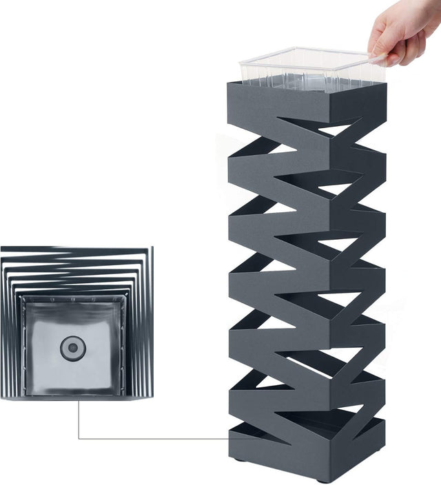 Regenschirmständer Metall quadratisch mit Haken Anthrazit von Songmics