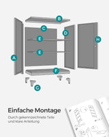 Aktenschrank abschliessbar Stahl Mehrzweckschrank Mattschwarz von Songmics