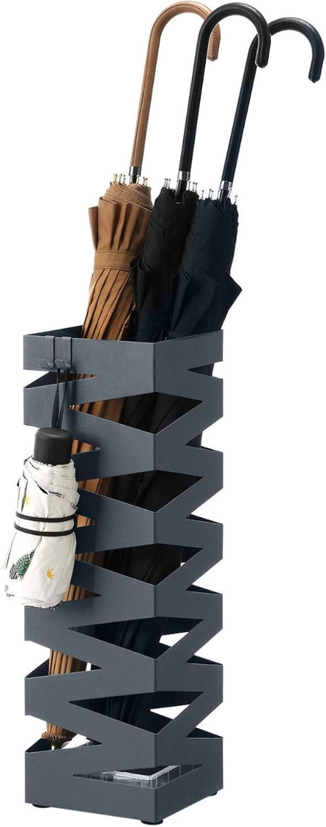 Regenschirmständer Metall quadratisch mit Haken Anthrazit von Songmics