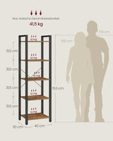 Regal mit 5 Ebenen vintagebraun, 30x40x153 cm