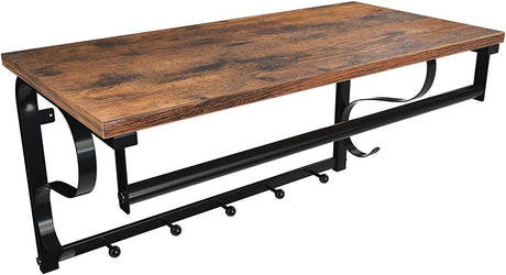 Wandgarderobe mit Regal, 5 Haken, rustikales Braun von guteszeug.ch