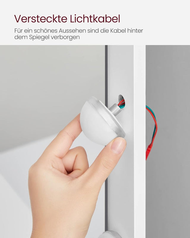 Schminktisch LED Beleuchtung Spiegel Schubladen, 80 x 40 x 140 cm, Weiss